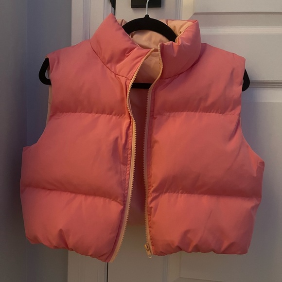 Jackets & Blazers - Pink Cropped Puffer Vest